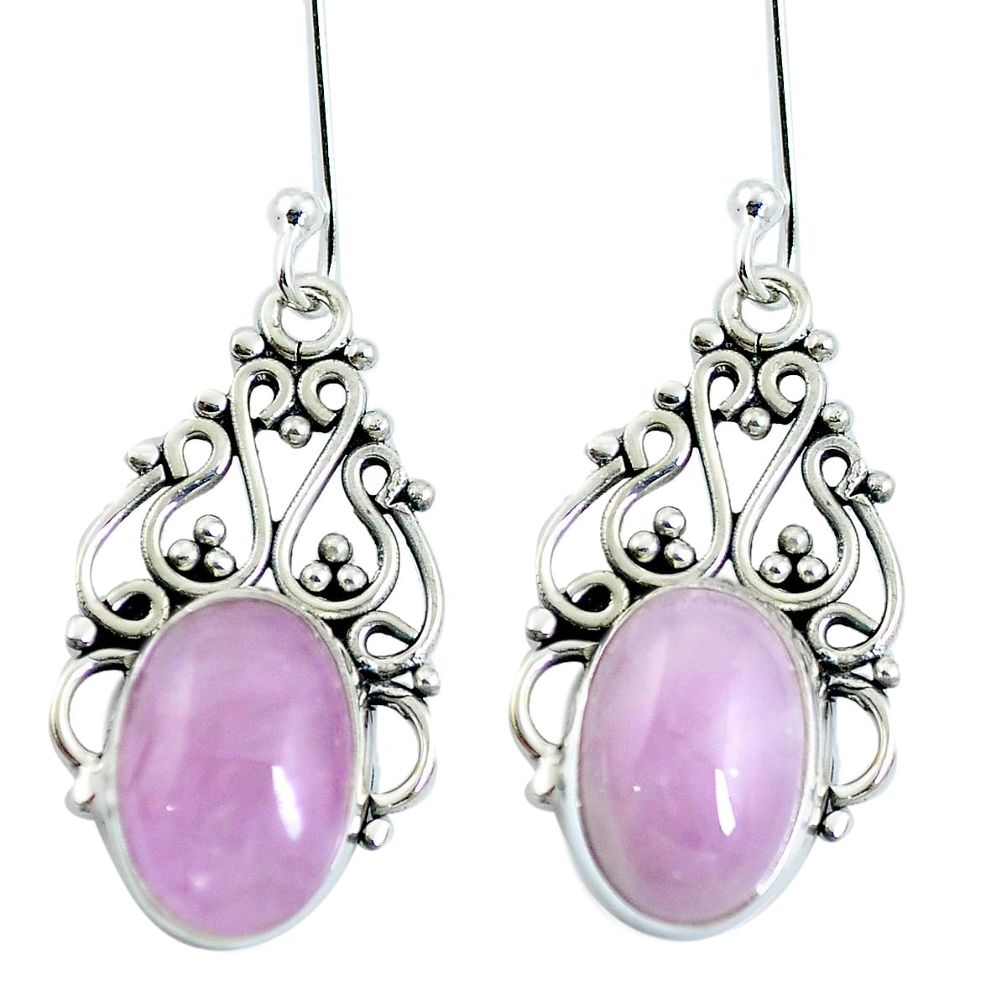 9.58cts natural pink kunzite 925 sterling silver dangle earrings jewelry m65291