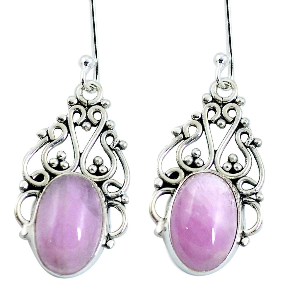 9.47cts natural pink kunzite 925 sterling silver dangle earrings jewelry m65293