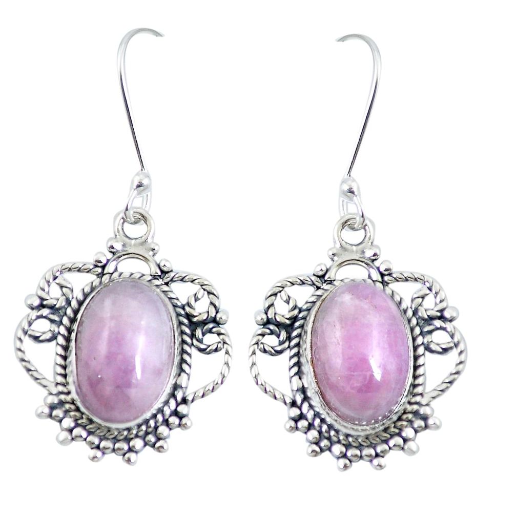 10.48cts natural pink kunzite 925 sterling silver dangle earrings jewelry m65295