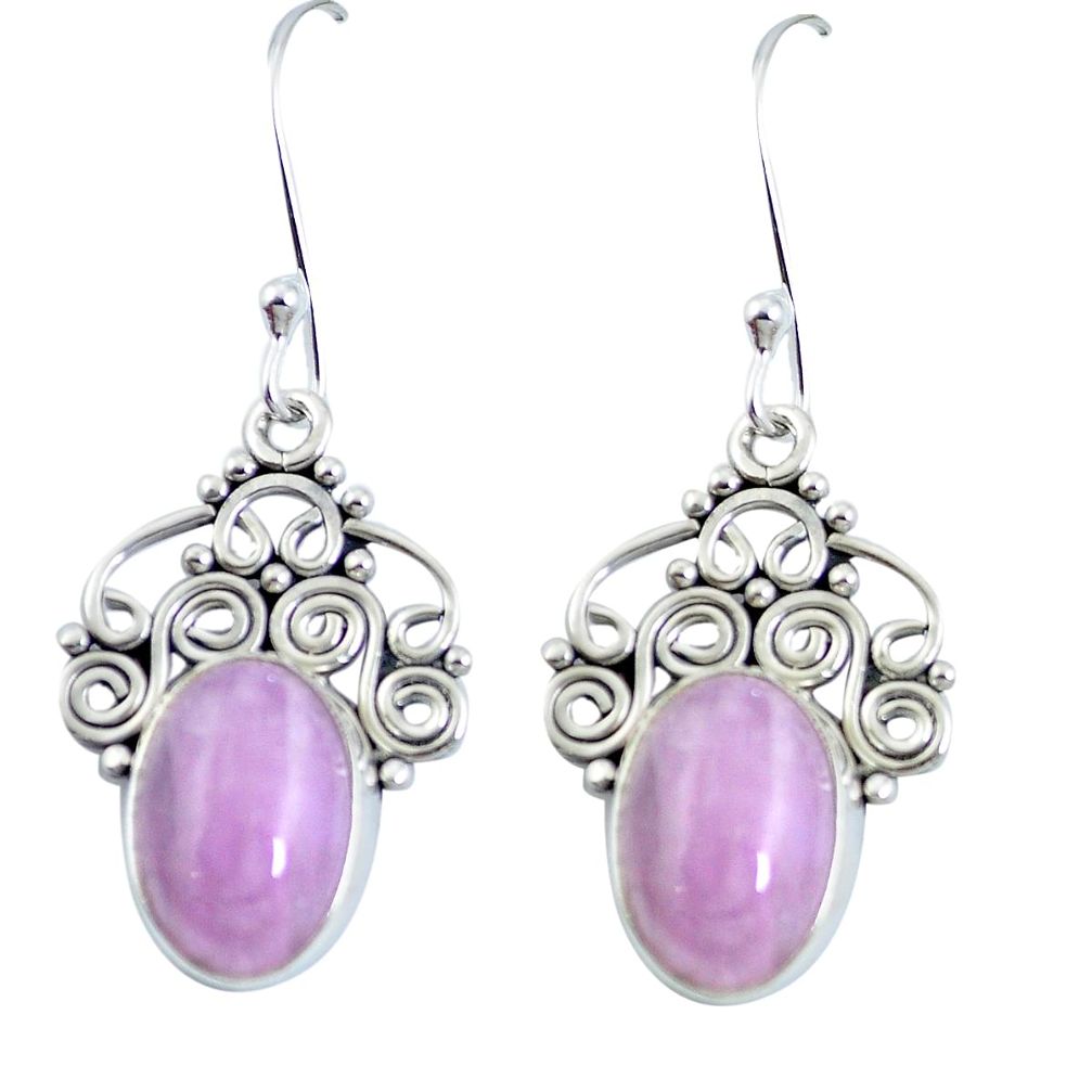 9.37cts natural pink kunzite 925 sterling silver dangle earrings jewelry m65298