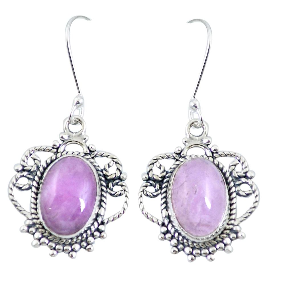 9.43cts natural pink kunzite 925 sterling silver dangle earrings jewelry m65300