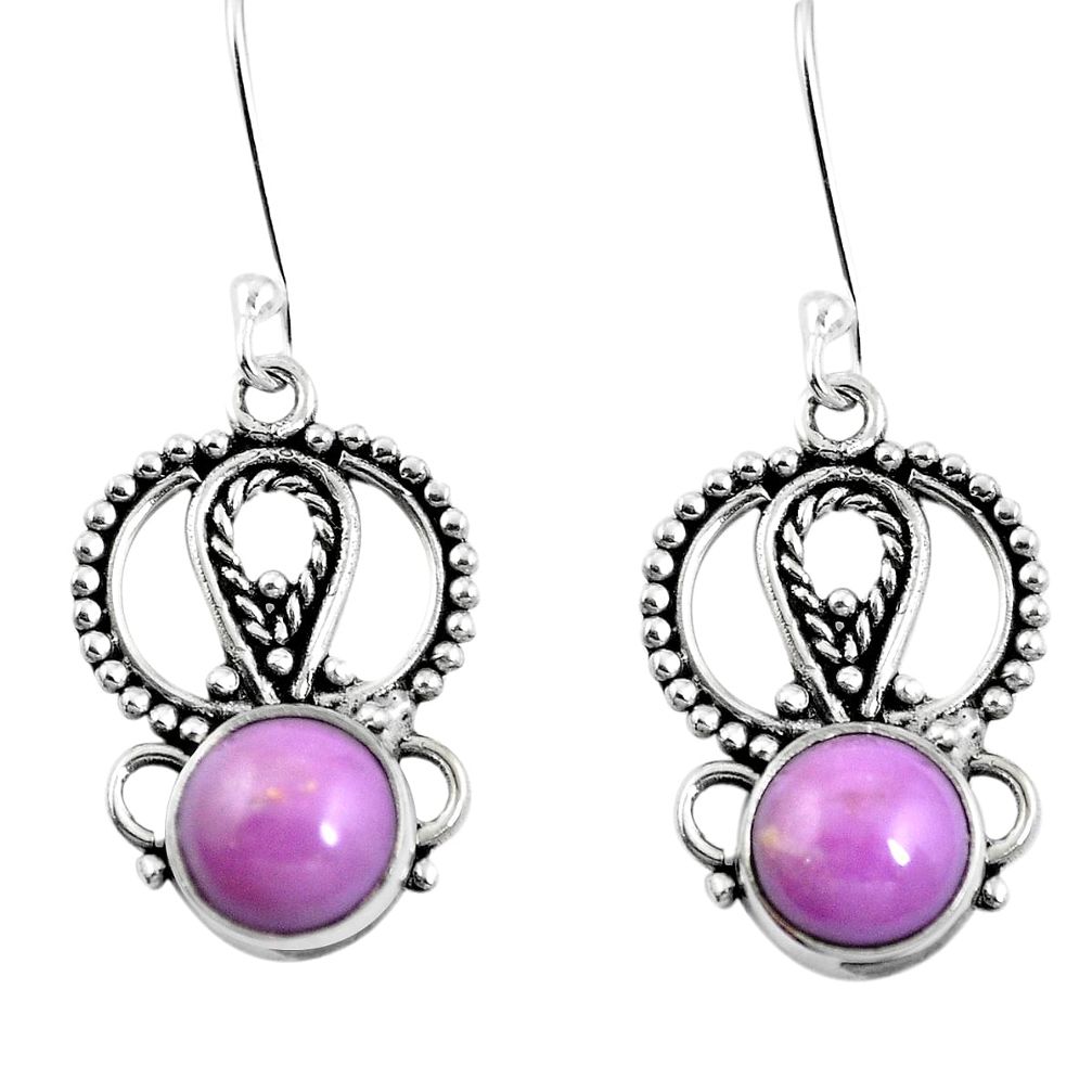 Natural purple phosphosiderite (hope stone) 925 silver dangle earrings m65303