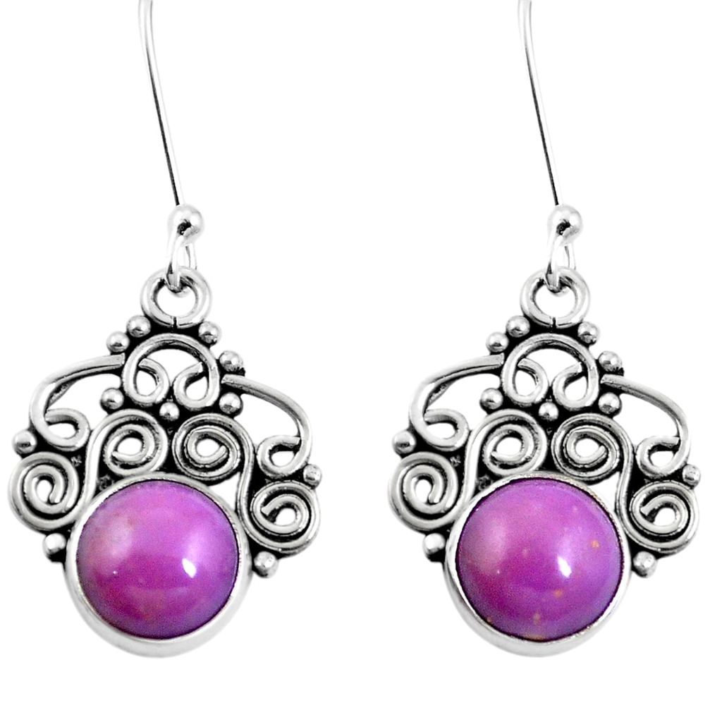 925 silver natural purple phosphosiderite (hope stone) dangle earrings m65304