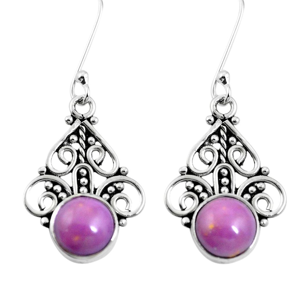 925 silver natural purple phosphosiderite (hope stone) dangle earrings m65309