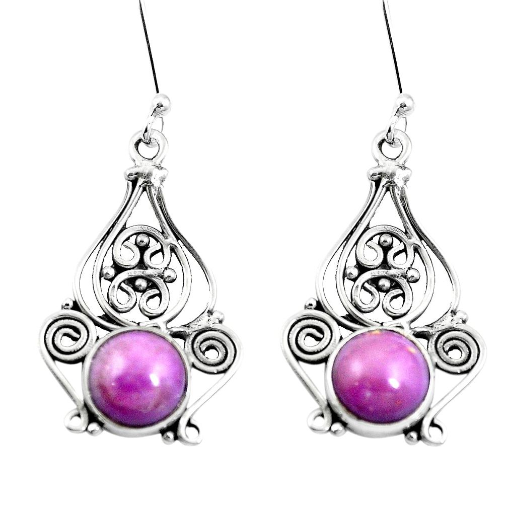 925 silver natural purple phosphosiderite (hope stone) dangle earrings m65315