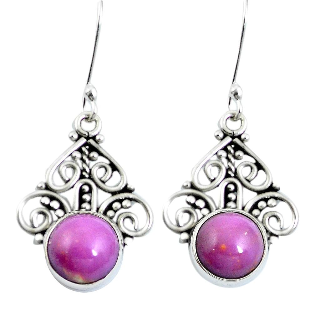 925 silver natural purple phosphosiderite (hope stone) dangle earrings m65320
