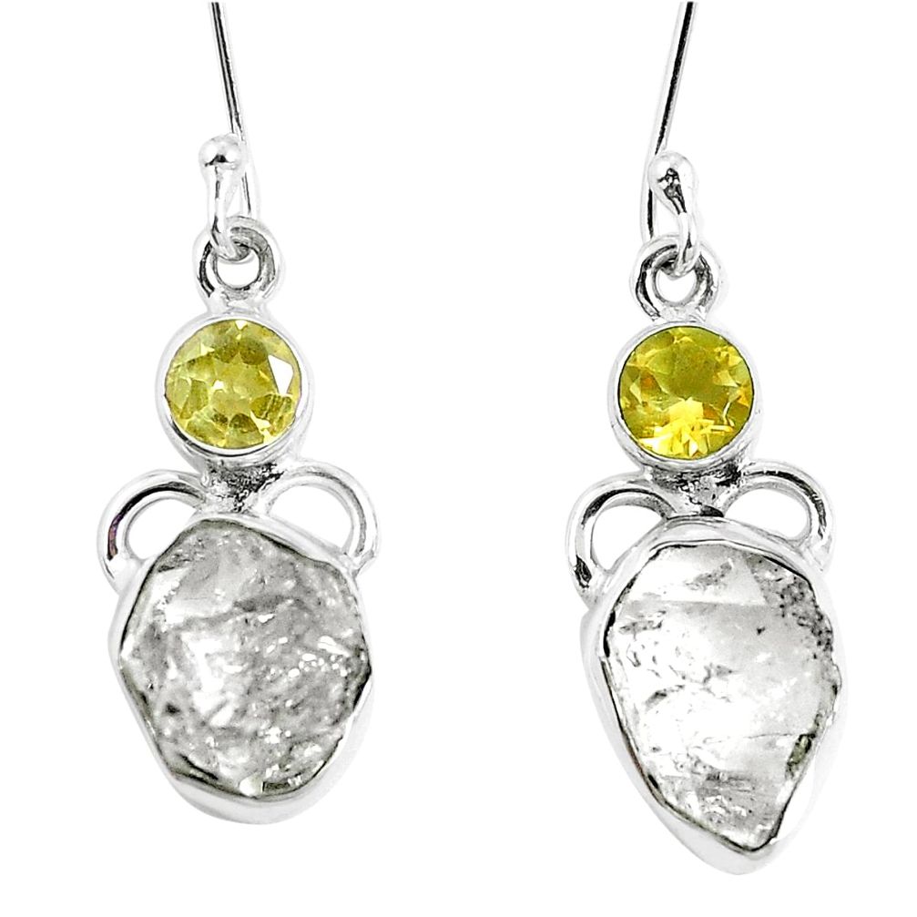 9.77cts natural white herkimer diamond citrine 925 silver dangle earrings m67330