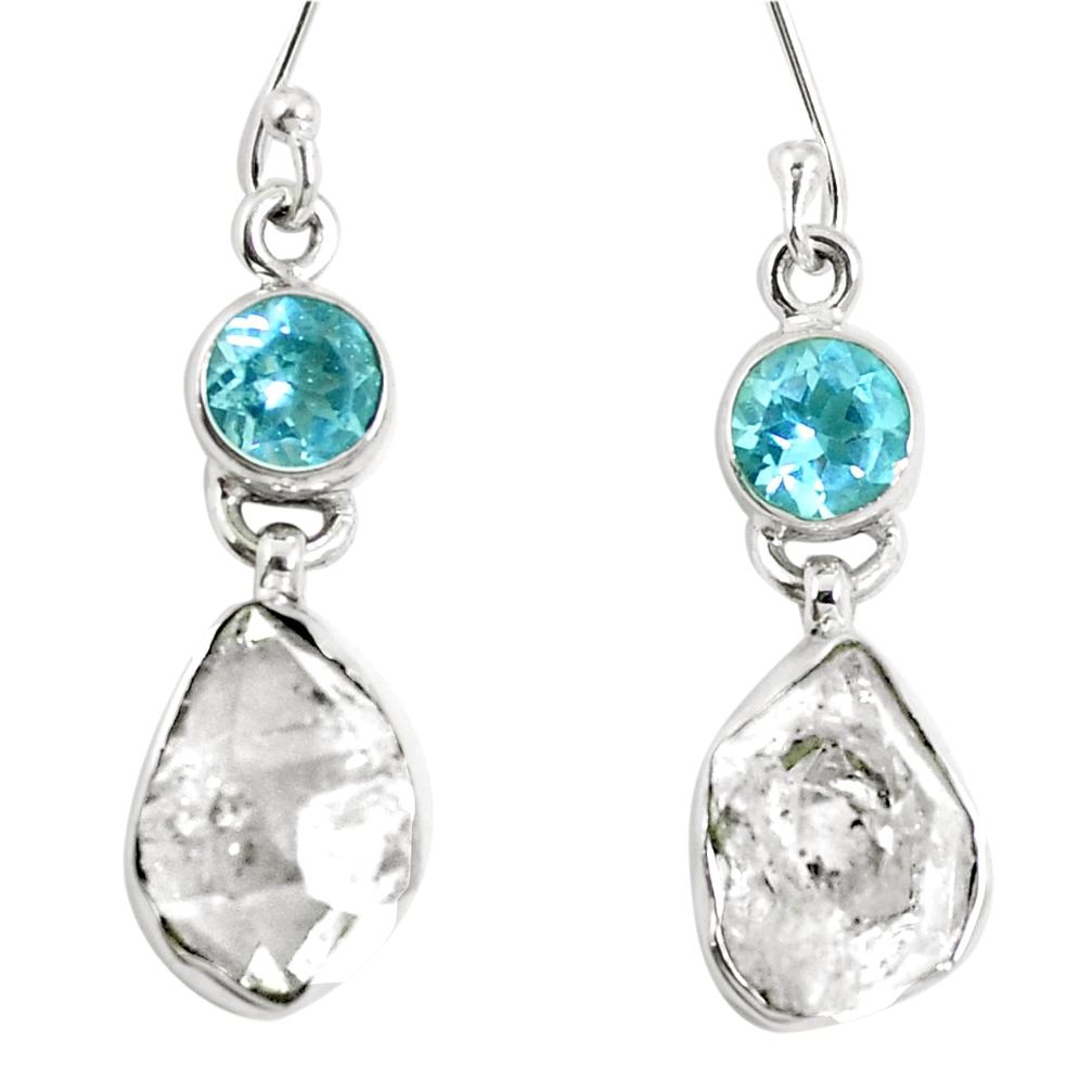 11.86cts natural white herkimer diamond topaz 925 silver earrings m67358