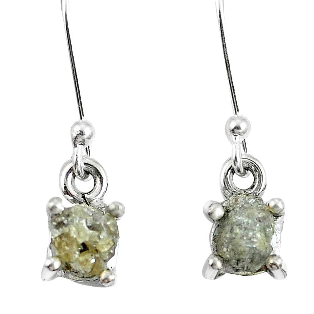 1.81cts natural diamond rough 925 sterling silver dangle earrings jewelry m68009