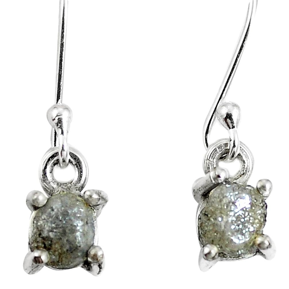 1.84cts natural diamond rough 925 sterling silver dangle earrings jewelry m68027