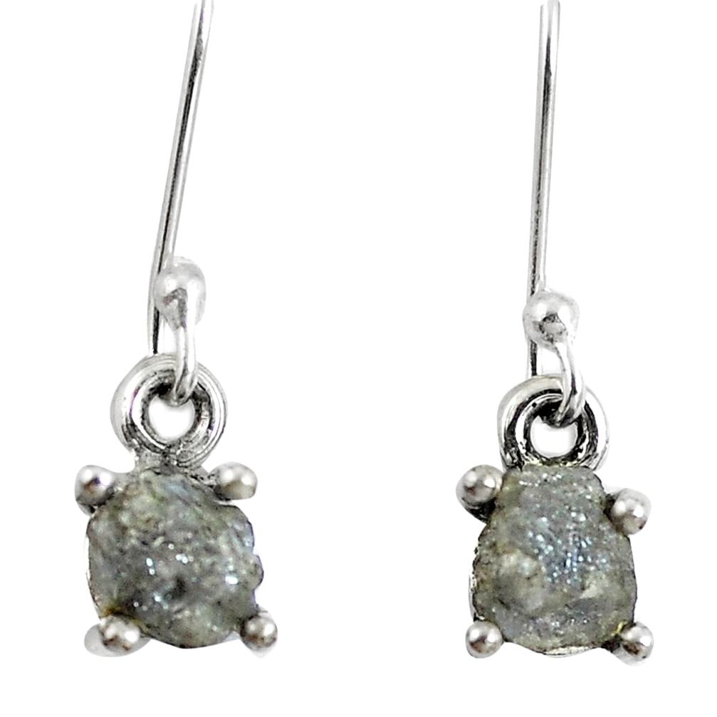 1.90cts natural diamond rough 925 sterling silver dangle earrings jewelry m68058