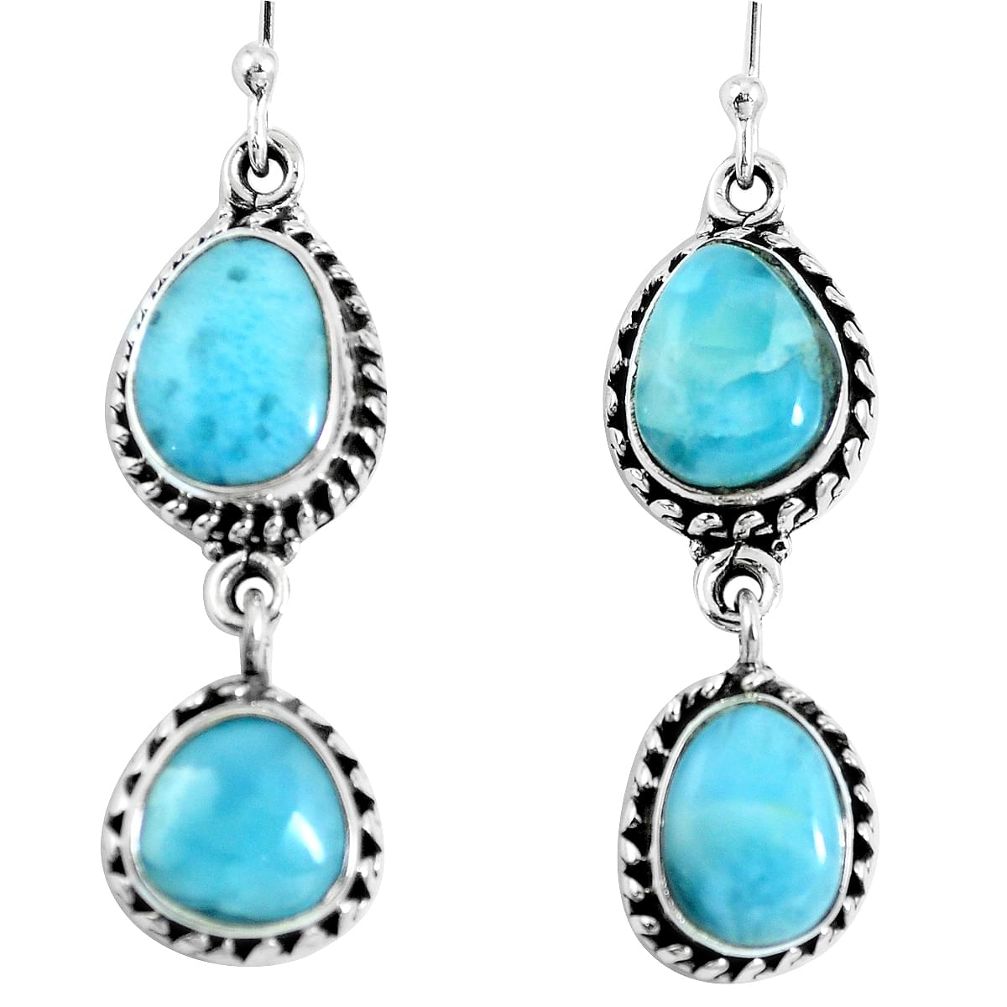 925 sterling silver natural blue larimar dangle earrings jewelry m68210