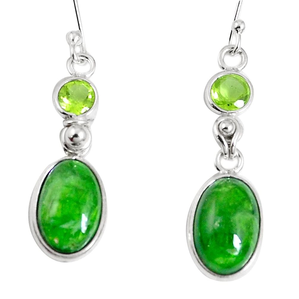 8.09cts natural green chrome diopside peridot 925 silver dangle earrings m68641