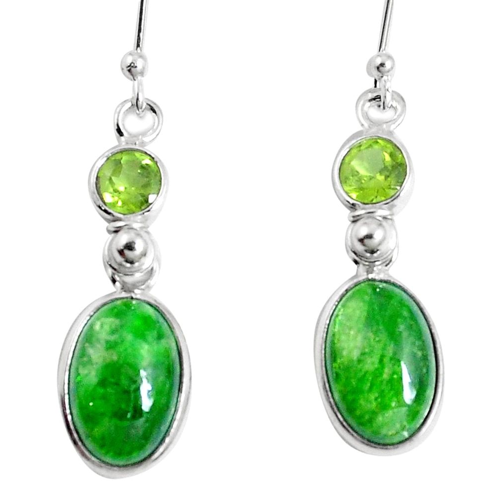 8.09cts natural green chrome diopside peridot 925 silver dangle earrings m68642