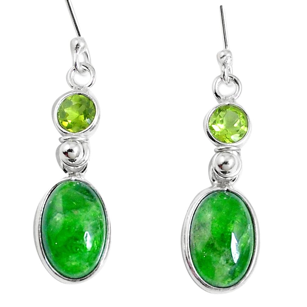 8.06cts natural green chrome diopside peridot 925 silver dangle earrings m68643