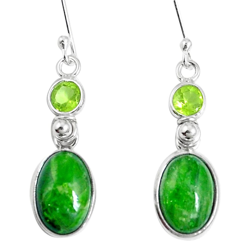 8.07cts natural green chrome diopside peridot 925 silver dangle earrings m68650