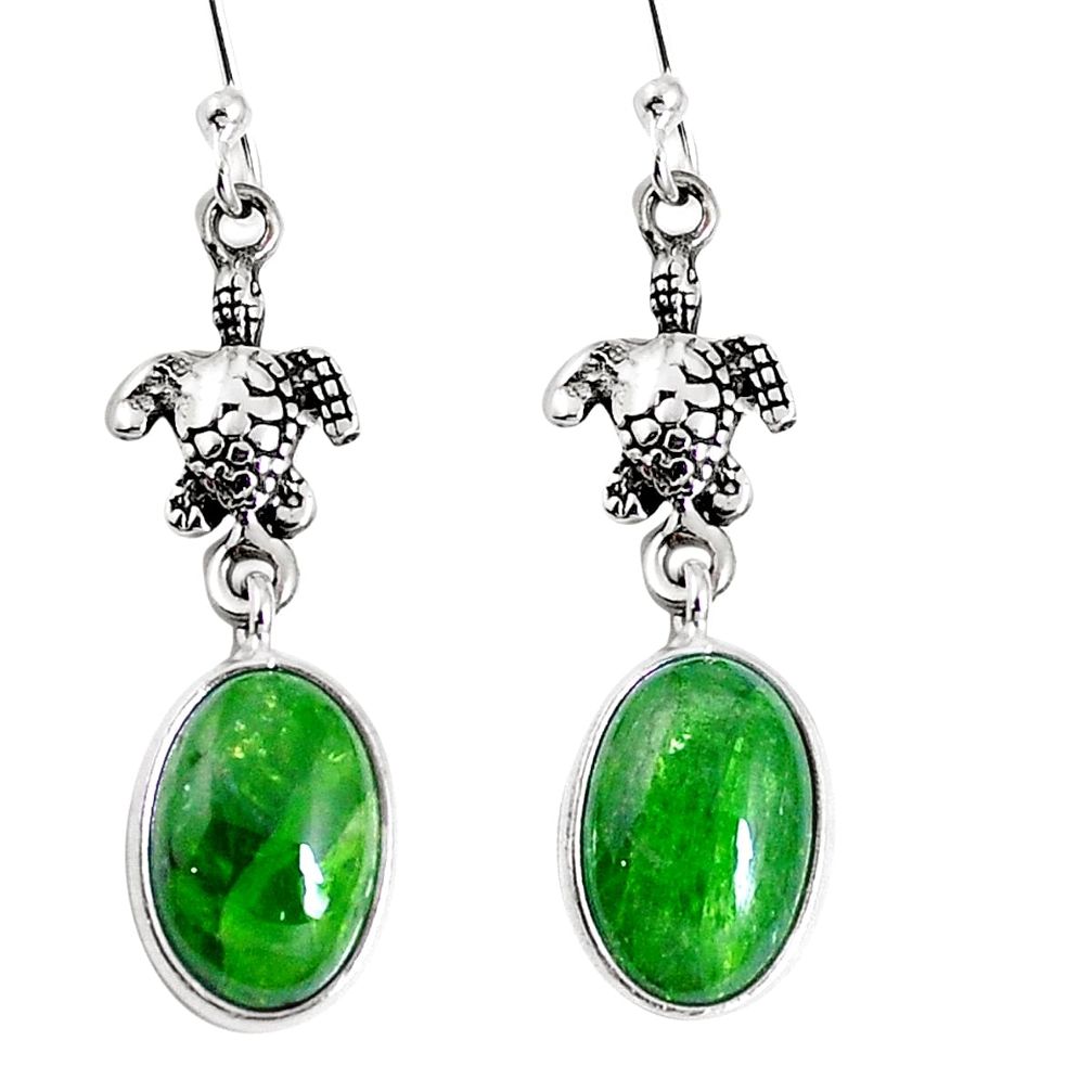 8.05cts natural green chrome diopside 925 silver tortoise earrings m68653