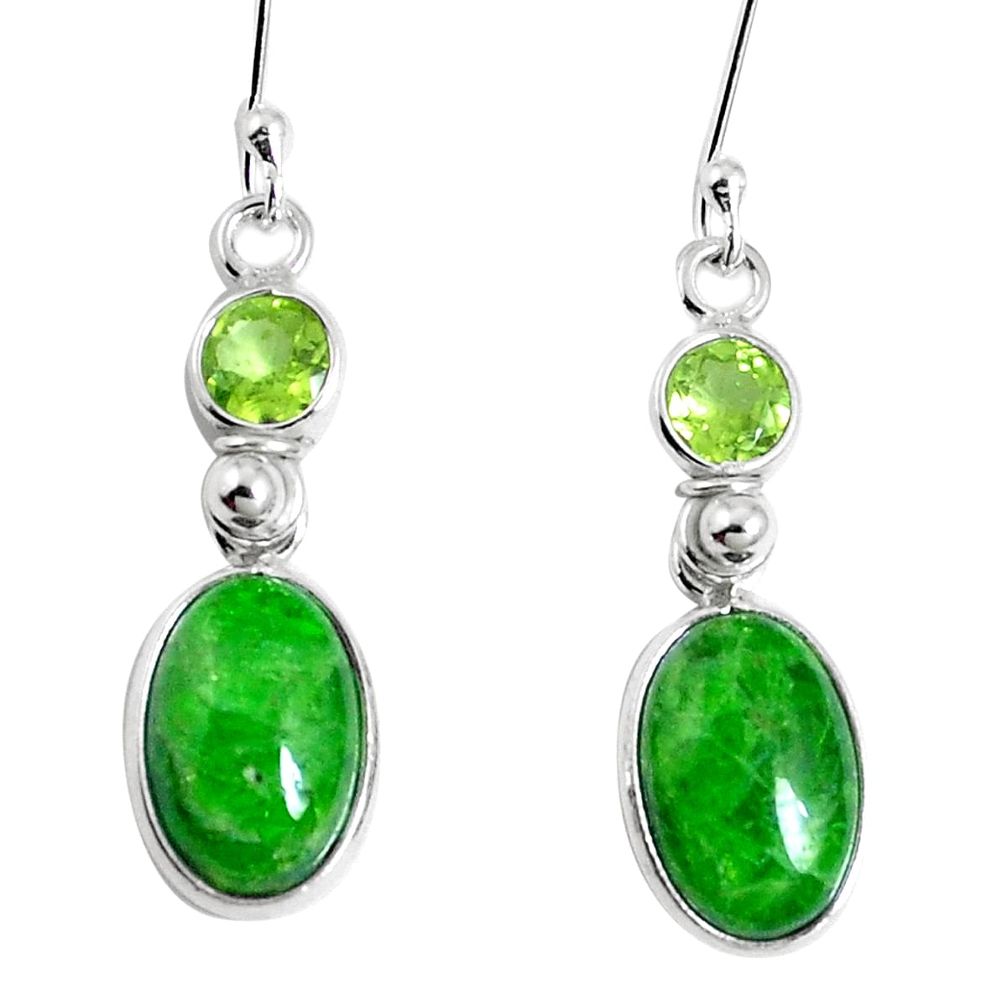 8.09cts natural green chrome diopside peridot 925 silver dangle earrings m68654