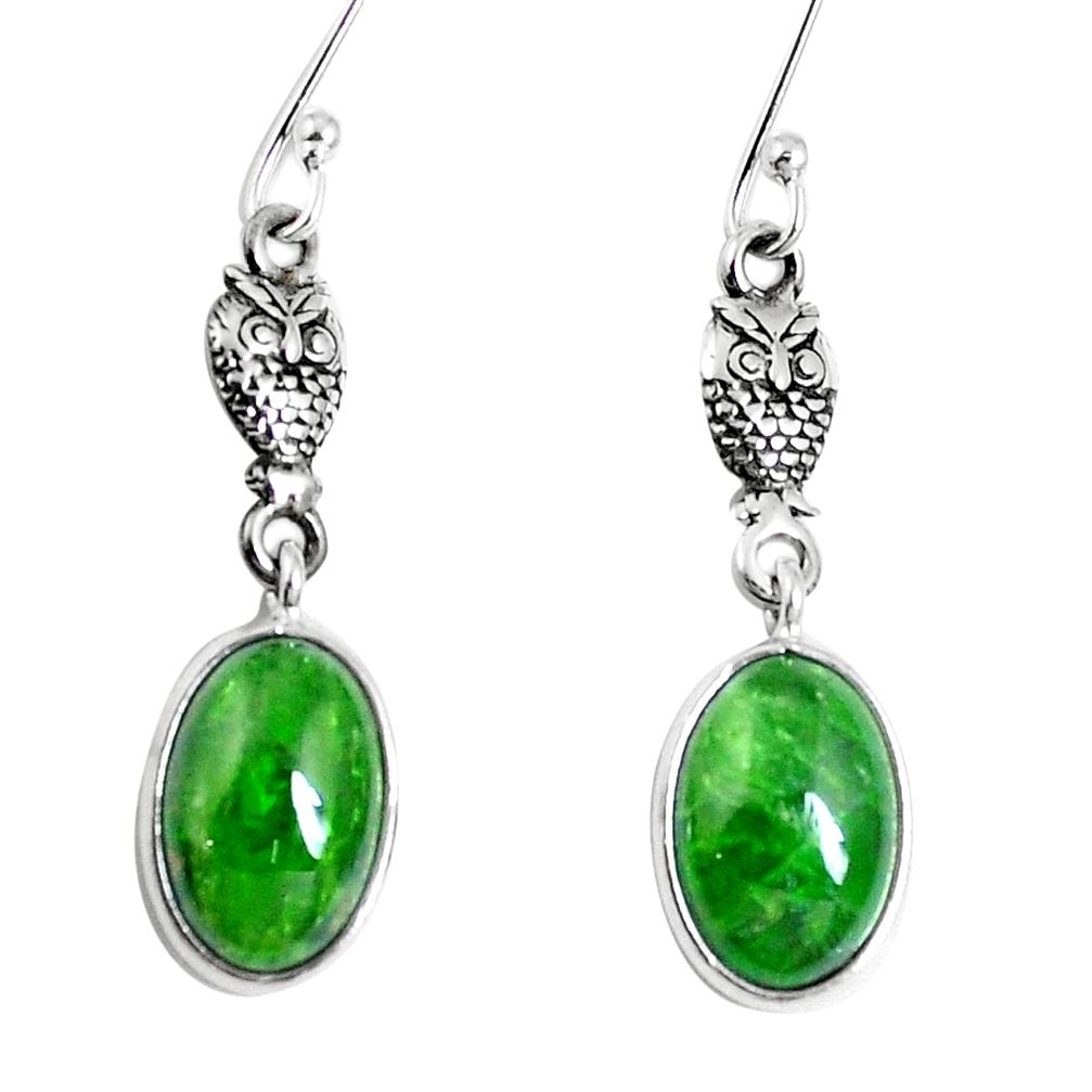 7.39cts natural green chrome diopside 925 sterling silver owl earrings m68655