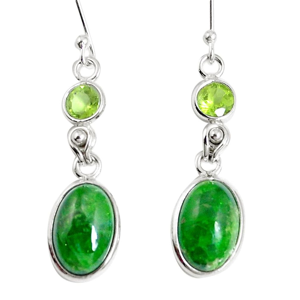 8.49cts natural green chrome diopside peridot 925 silver dangle earrings m68656