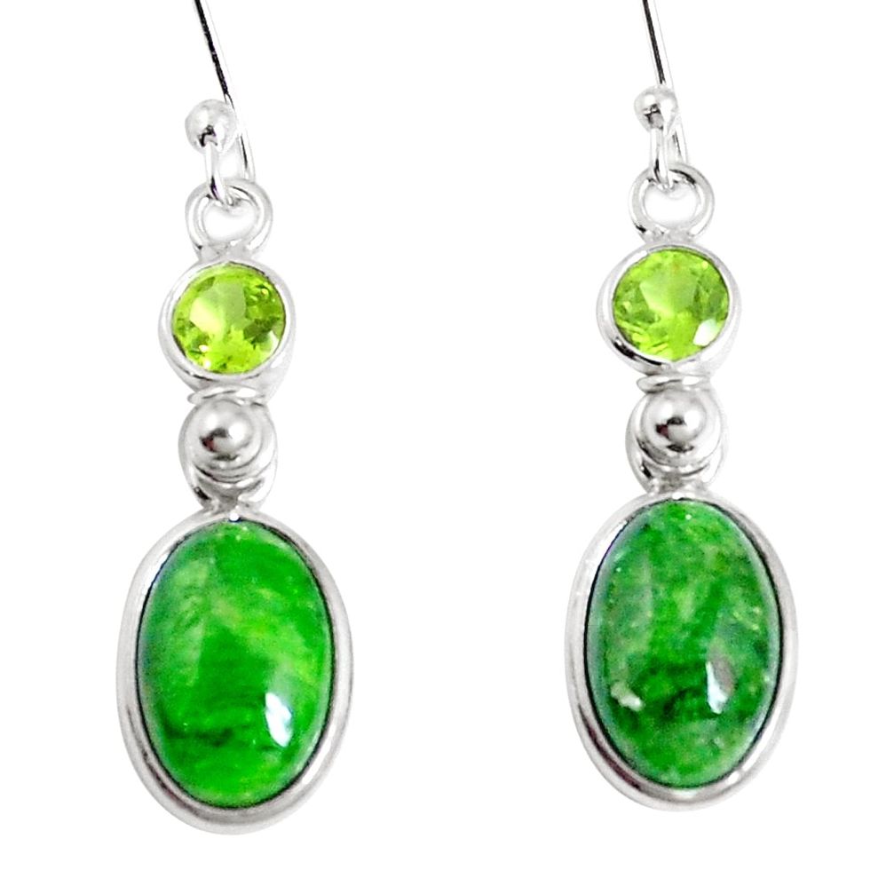 8.09cts natural green chrome diopside peridot 925 silver dangle earrings m68657