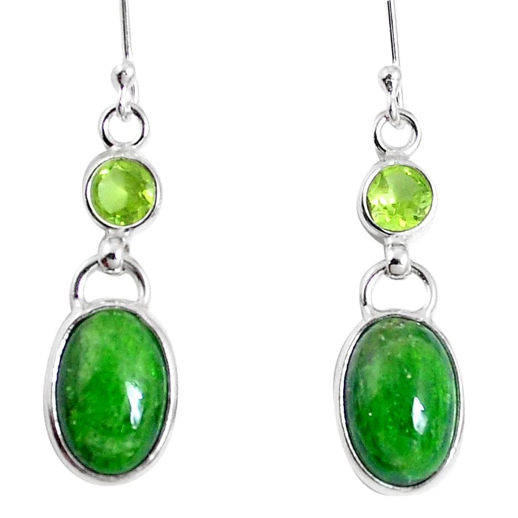 7.66cts natural green chrome diopside peridot 925 silver dangle earrings m68659