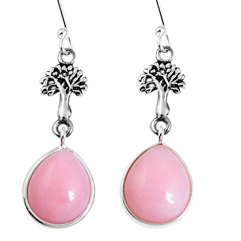 925 sterling silver natural pink opal tree of life earrings jewelry m68670