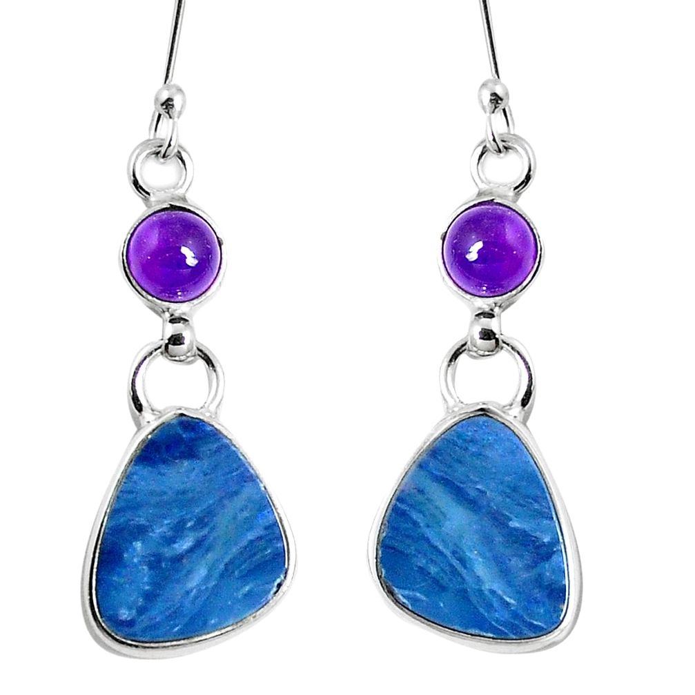 6.21cts natural blue doublet opal australian 925 silver dangle earrings m68694