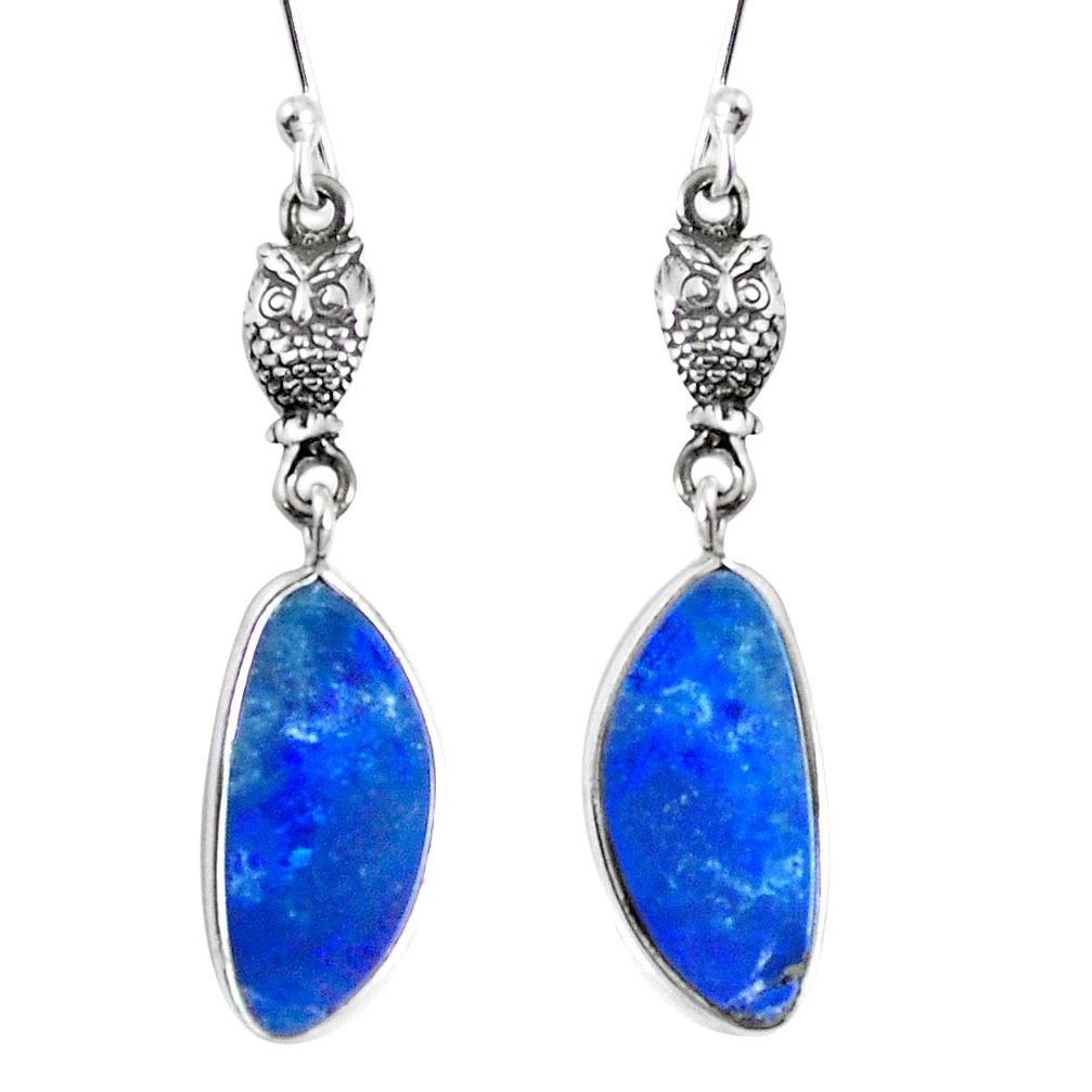 6.64cts natural blue doublet opal australian 925 silver fish earrings m68699