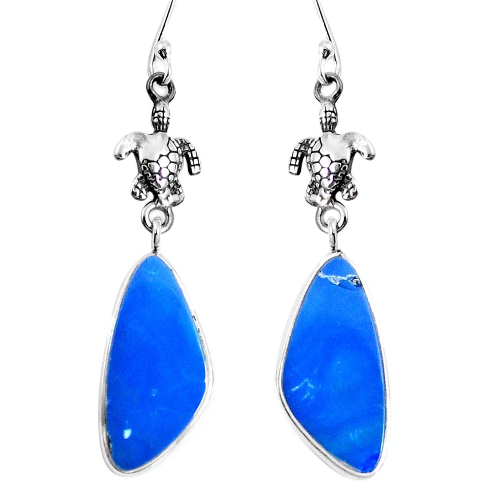 Natural blue doublet opal australian 925 silver tortoise earrings m68714