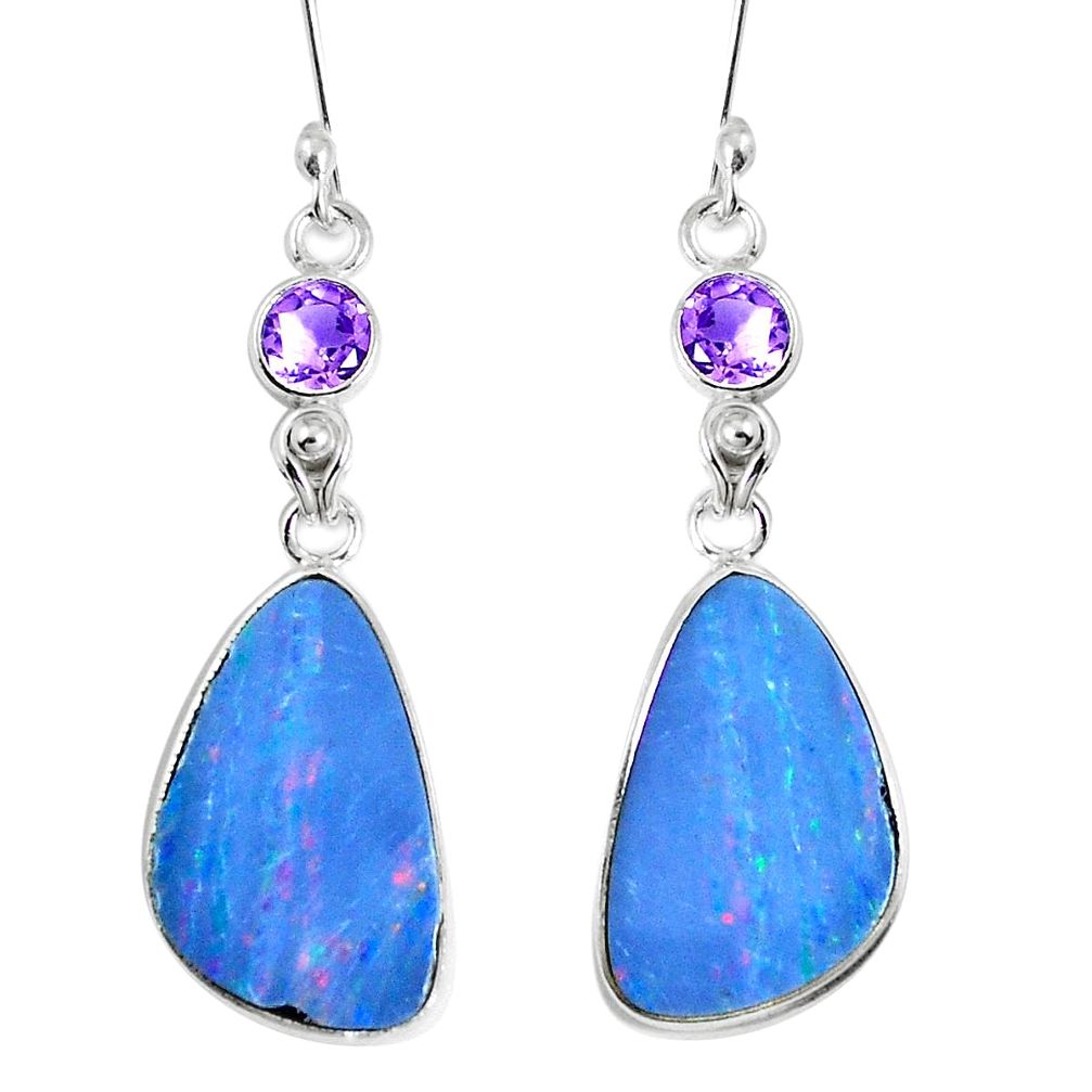 925 silver natural blue doublet opal australian dangle earrings jewelry m68719