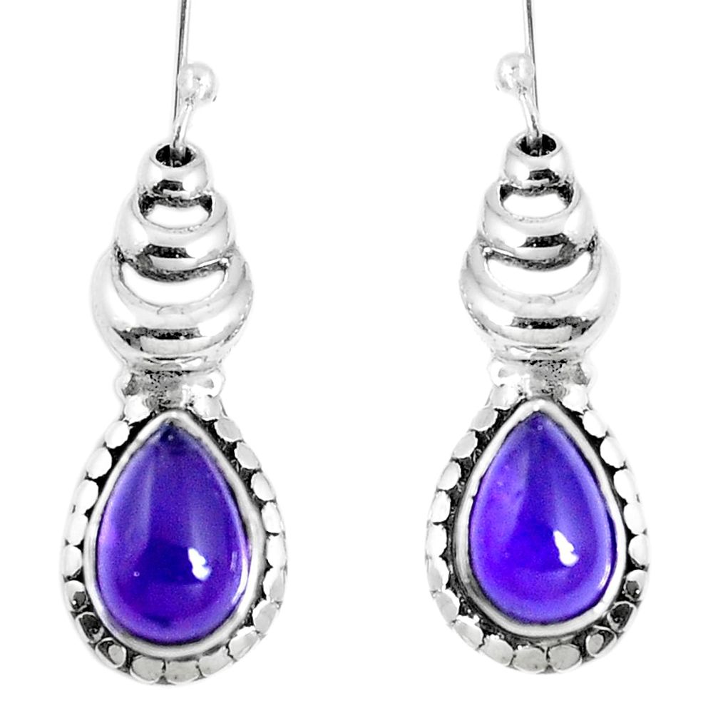 Natural purple amethyst 925 sterling silver dangle earrings m68922