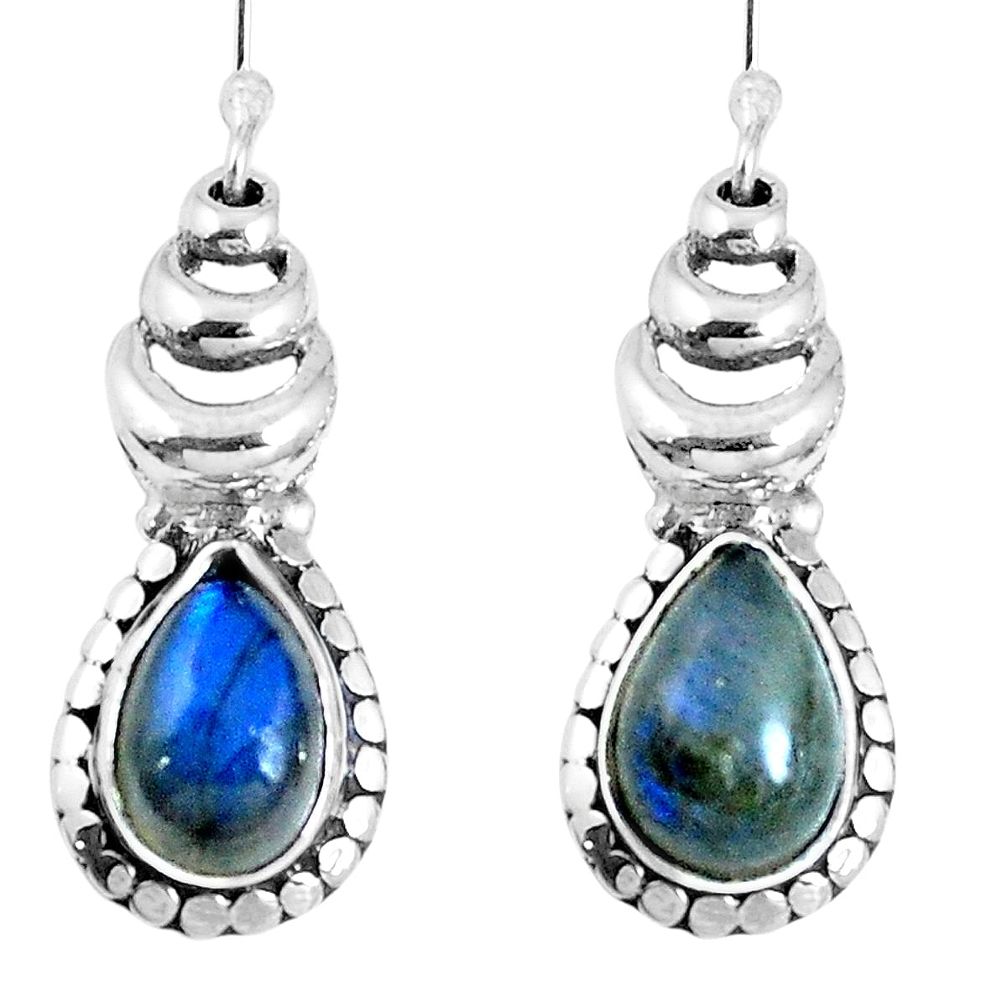 Natural blue labradorite 925 sterling silver dangle earrings m68925