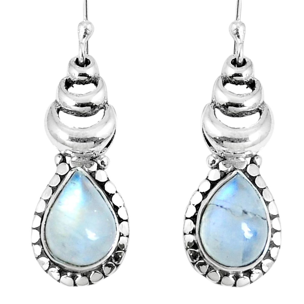 Natural rainbow moonstone 925 sterling silver dangle earrings m68927