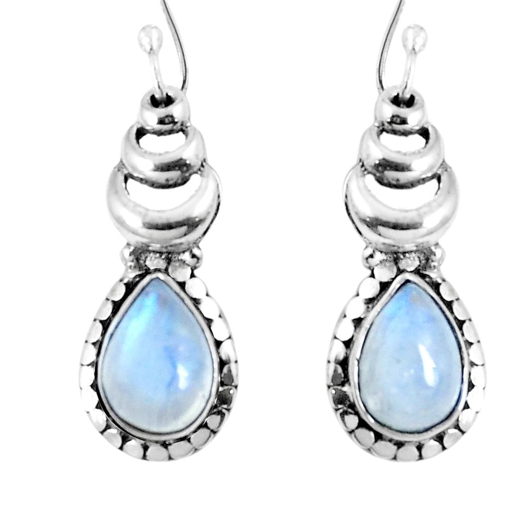 Natural rainbow moonstone 925 sterling silver dangle earrings m68937