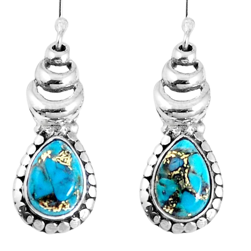 925 sterling silver blue copper turquoise dangle earrings jewelry m68939