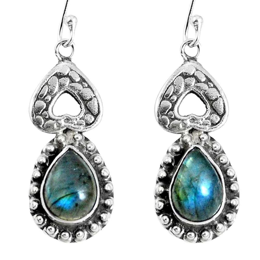 Natural blue labradorite 925 sterling silver dangle earrings m68947