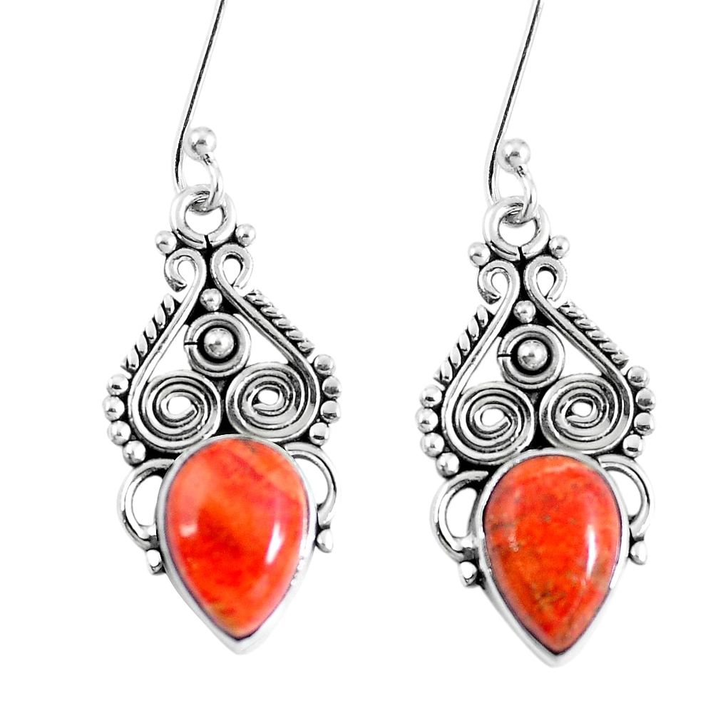 Red copper turquoise 925 sterling silver dangle earrings jewelry m69861