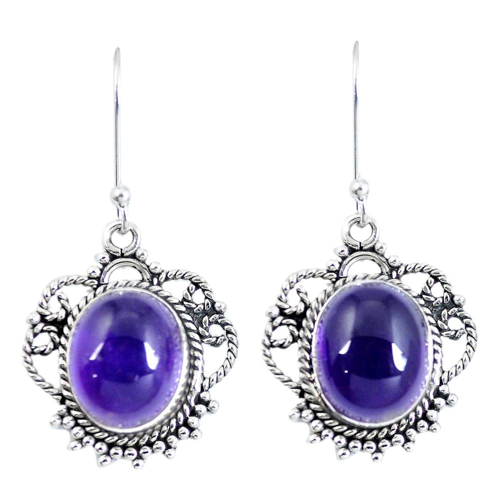 Natural purple amethyst 925 sterling silver dangle earrings m69906