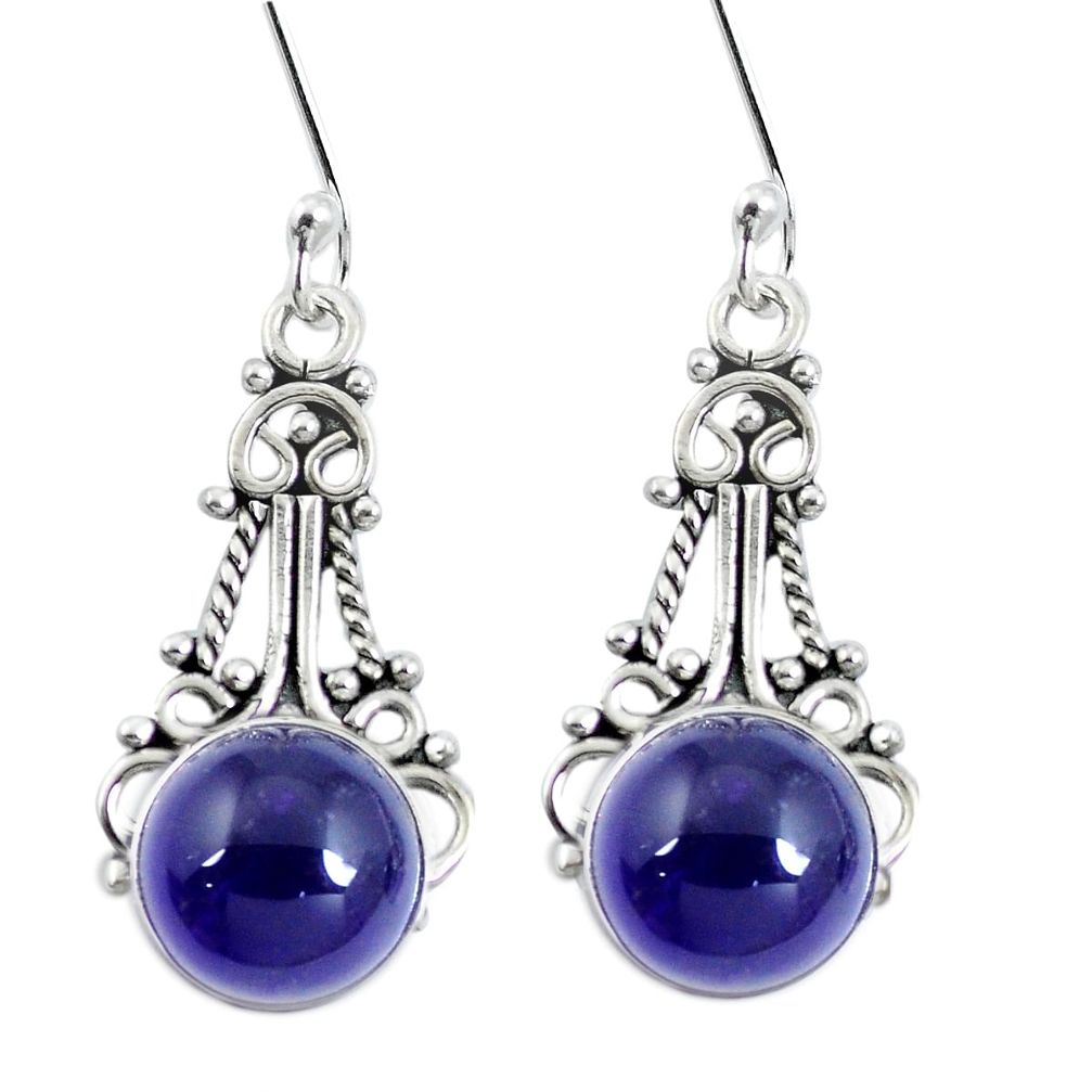 Natural purple amethyst 925 sterling silver dangle earrings m69908
