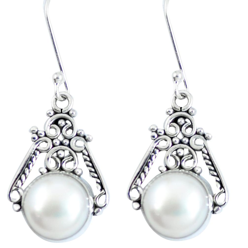 Natural white pearl 925 sterling silver dangle earrings jewelry m69914