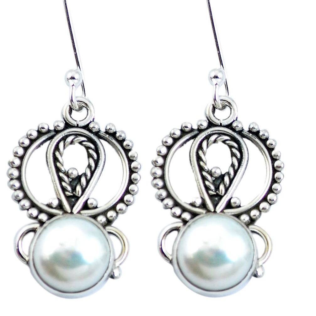 Natural white pearl 925 sterling silver dangle earrings jewelry m69919