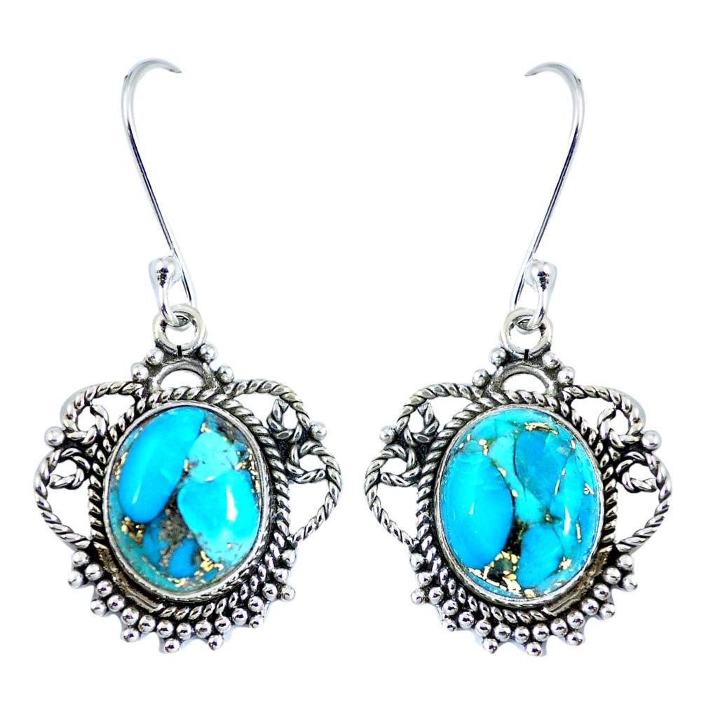 925 sterling silver blue copper turquoise dangle earrings jewelry m69924