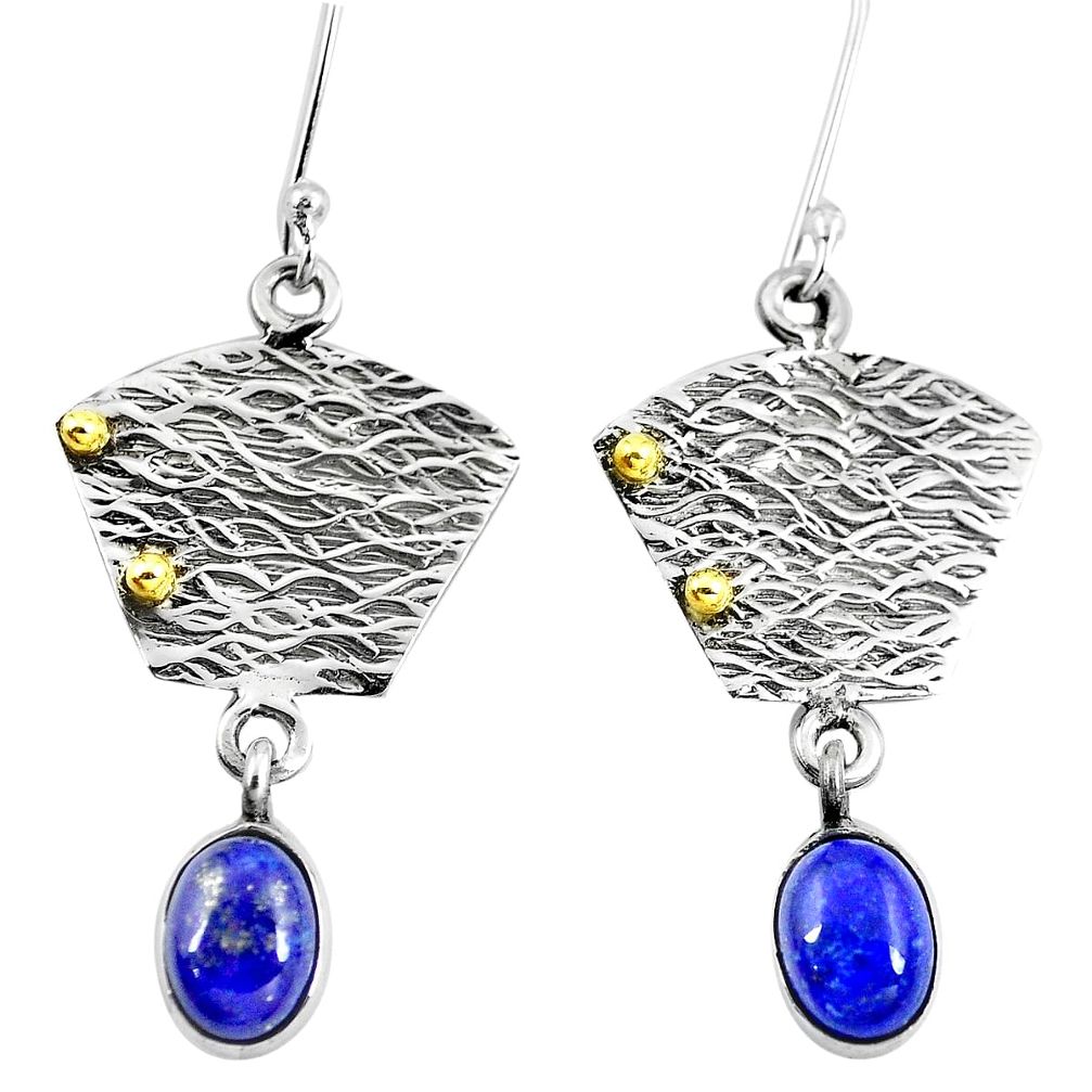 925 silver victorian natural blue lapis lazuli two tone dangle earrings m71768