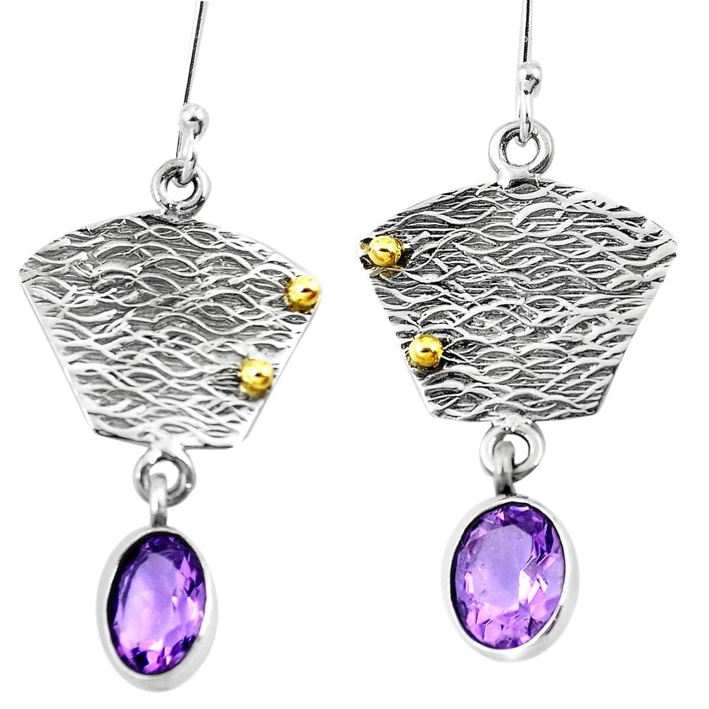 925 silver victorian natural purple amethyst two tone dangle earrings m71776