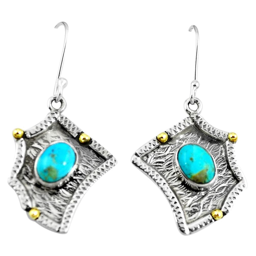 925 silver blue arizona mohave turquoise two tone dangle earrings m71951