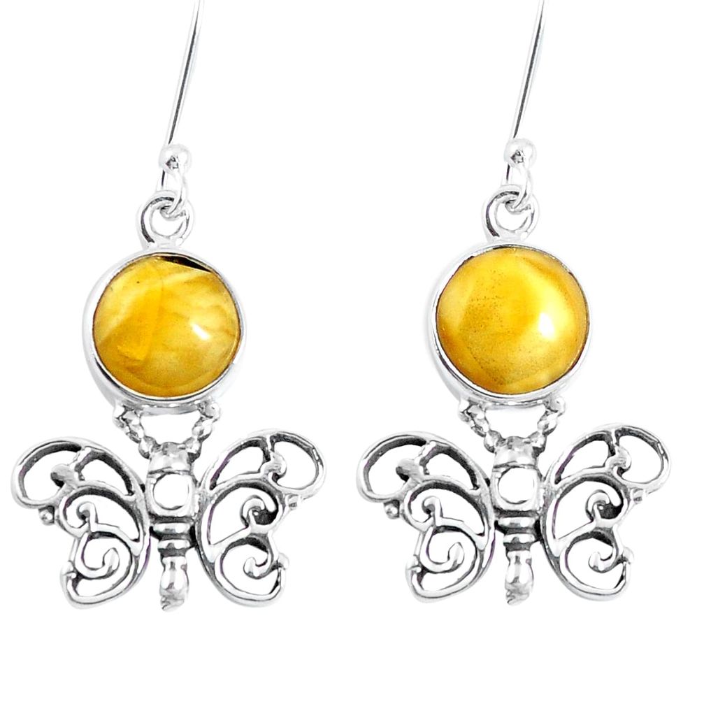 Yellow amber 925 sterling silver butterfly earrings jewelry m72265