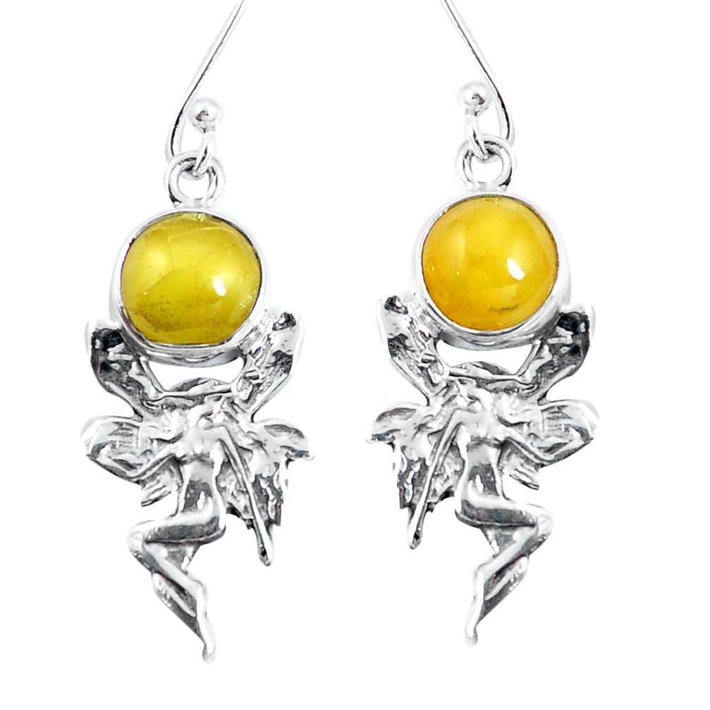 925 sterling silver yellow amber angel wings fairy earrings jewelry m72269