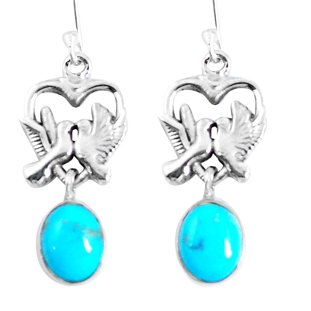 Blue sleeping beauty turquoise 925 silver love birds earrings jewelry m72272