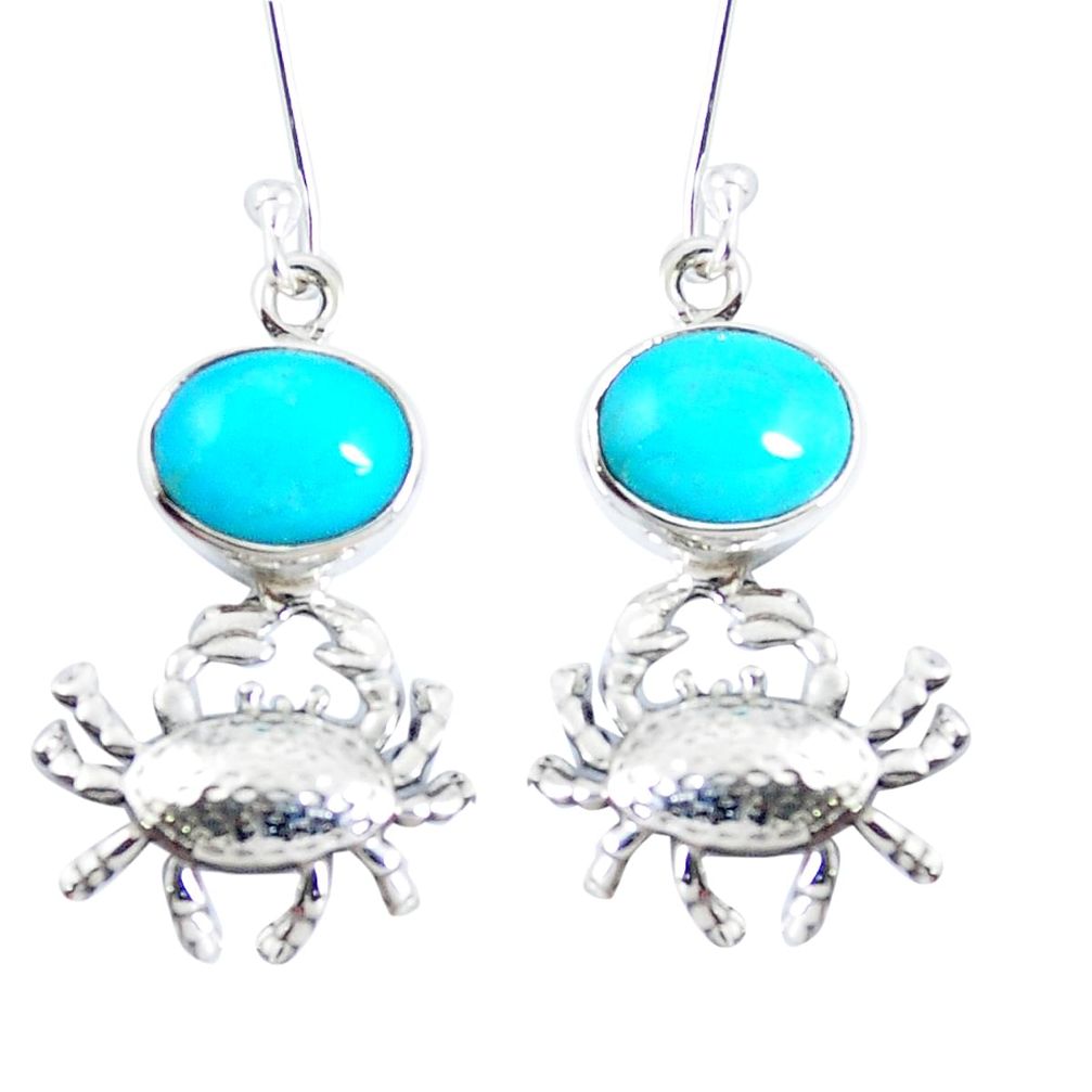 Blue sleeping beauty turquoise 925 sterling silver crab earrings jewelry m72273